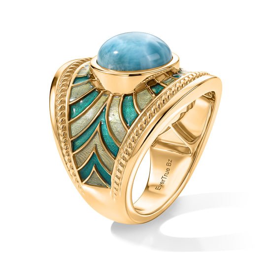 EVER TRUE AA Larimar Ring Reine Bronze (Größe 18.00) ca. 4,68 ct