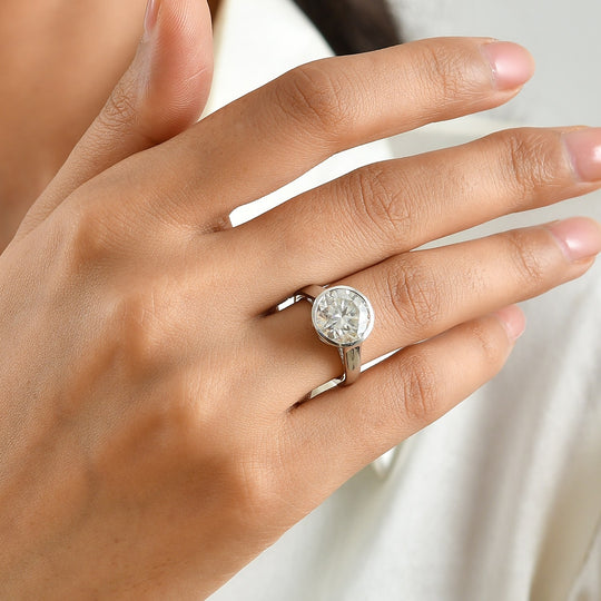 D'Joy Moissanit Ring 925 Silber Rhodiniert (Größe 20.00) ca. 4,65 ct