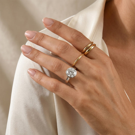 D'Joy Moissanit Ring 925 Silber Rhodiniert (Größe 18.00) ca. 4,65 ct