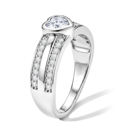 D'Joy Moissanit Ring 925 Silber Rhodiniert (Größe 20.00) ca. 0,74 ct