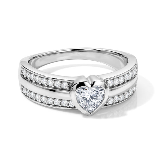 D'Joy Moissanit Ring 925 Silber Rhodiniert (Größe 20.00) ca. 0,74 ct