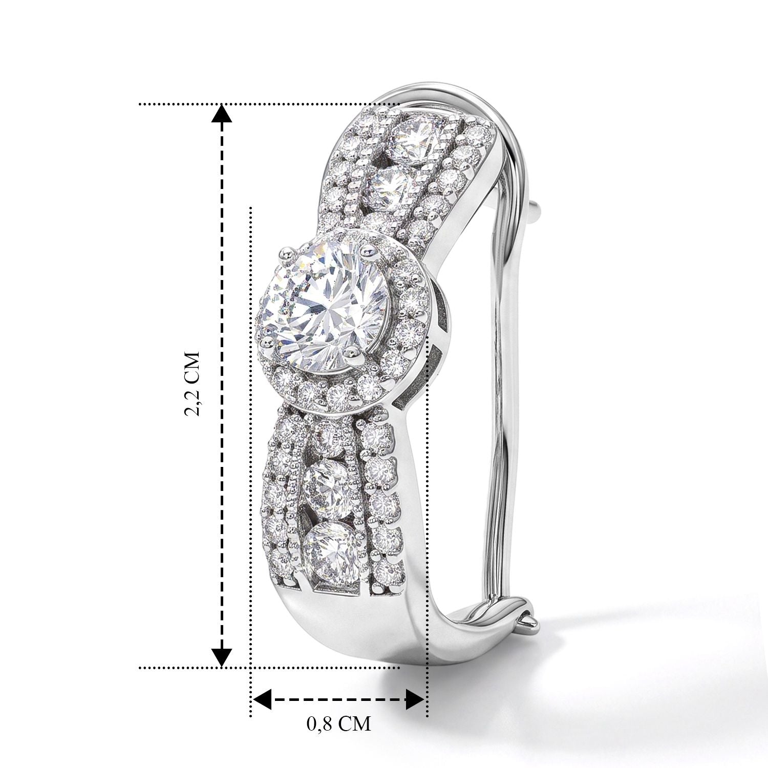 LUXURIANT SGL zertifizierte SI-GH Labor Diamant Ohrringe, 925 Silber rhodiniert - 2 ct.