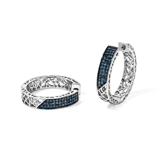 D'Joy Blauer Diamant Ohrringe 925 Silber Rhodiniert ca. 0.50 ct