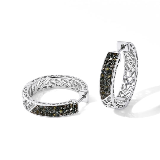 D'Joy Blauer Diamant Ohrringe 925 Silber Rhodiniert ca. 0.50 ct