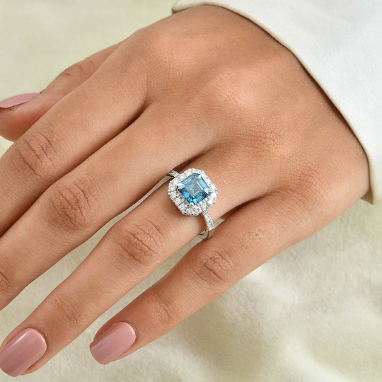 LUXURIANT DIAMOND - Lab Grown Blauer Diamant VS, Lab Grown Diamant Ring 925 Silber Rhodiniert (Größe 18.00) ca. 2,57 ct