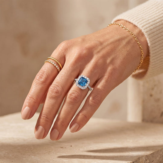 LUXURIANT DIAMOND - Lab Grown Blauer Diamant VS, Lab Grown Diamant Ring 925 Silber Rhodiniert (Größe 18.00) ca. 2,57 ct