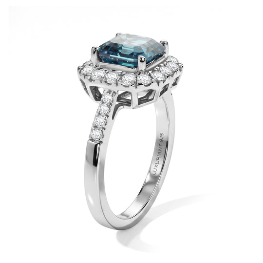 LUXURIANT DIAMOND - Lab Grown Blauer Diamant VS, Lab Grown Diamant Ring 925 Silber Rhodiniert (Größe 18.00) ca. 2,57 ct