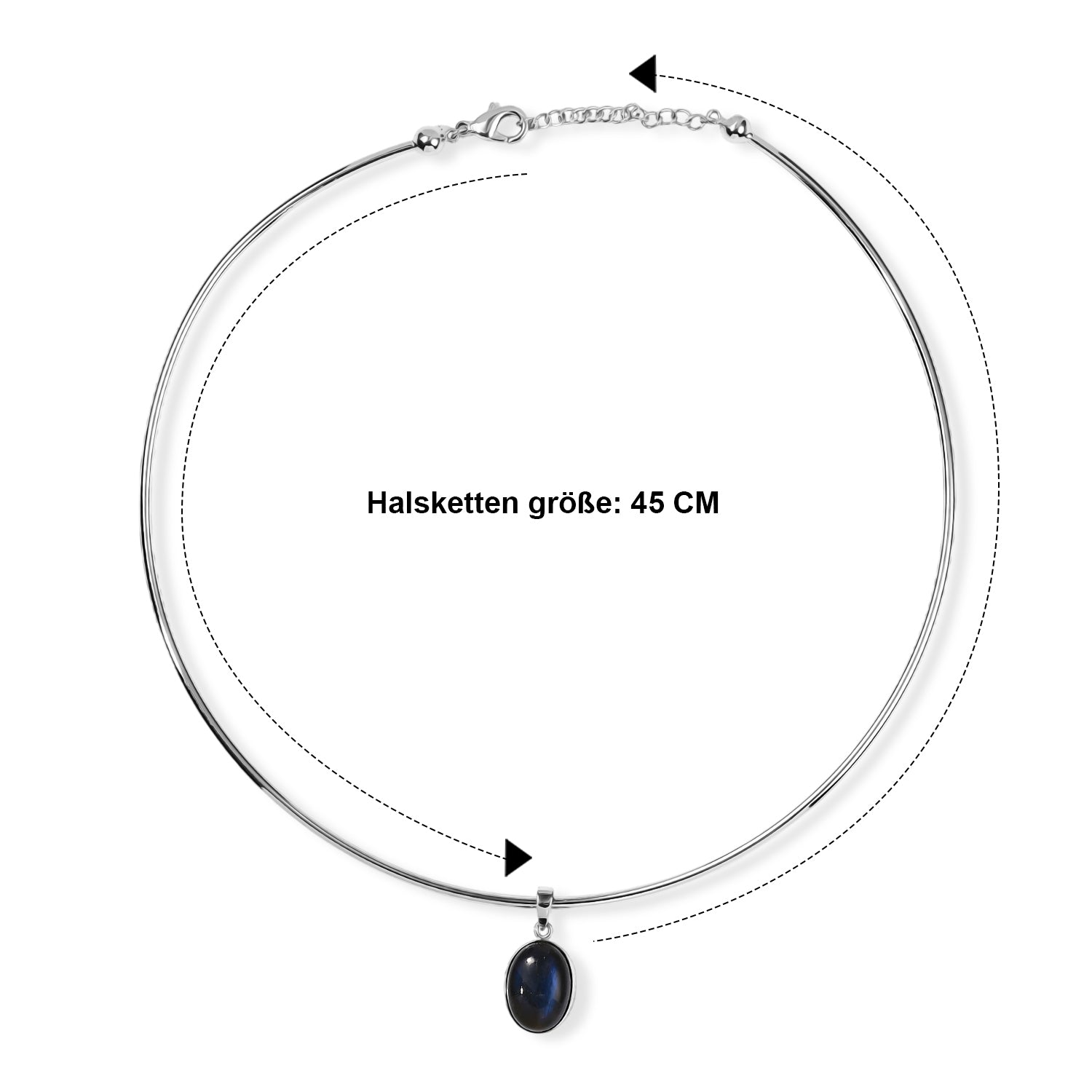 EverTrue AAA Labradorit 45cm Halskette, Messing und Bronze mit Platin E-Beschichtung - 13,40 ct.