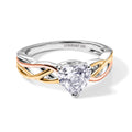 LUXURIANT SGL zertifizierter SI-GH Labor Herzschliff Diamant Ring, 925 Silber rhodiniert, 750 Gelbgold Vermeil und 750 Roségold Vermeil - 1 ct.