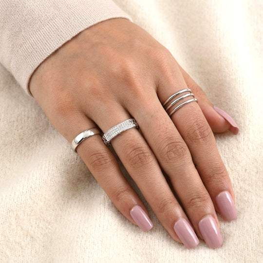 D'Joy weißer Diamant Half Eternity Ring, 925 Silber rhodiniert - 0,25 ct.