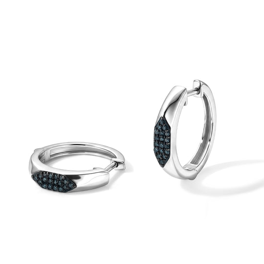D'Joy blaue Diamant Ohrringe, 925 Silber rhodiniert - 0,23 ct.