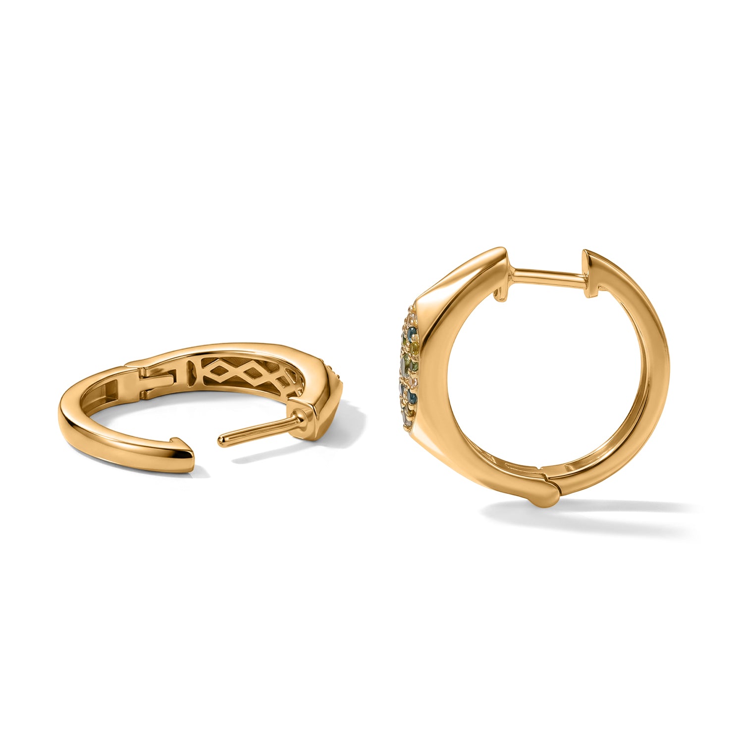 D'Joy mehrfarbige Diamant Ohrringe, 925 Silber 750 Gelbgold Vermeil - 0,24 ct.