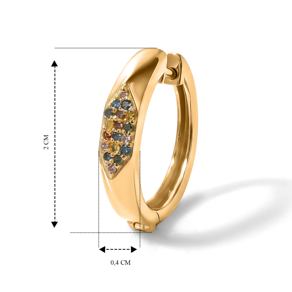 D'Joy mehrfarbige Diamant Ohrringe, 925 Silber 750 Gelbgold Vermeil - 0,24 ct.