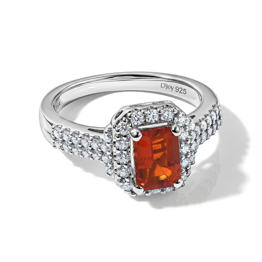 D'Joy AA Mexikanischer Kirschfeuer-Opal, Moissanit Ring 925 Silber Rhodiniert (Größe 16.50) ca. 1,23 ct