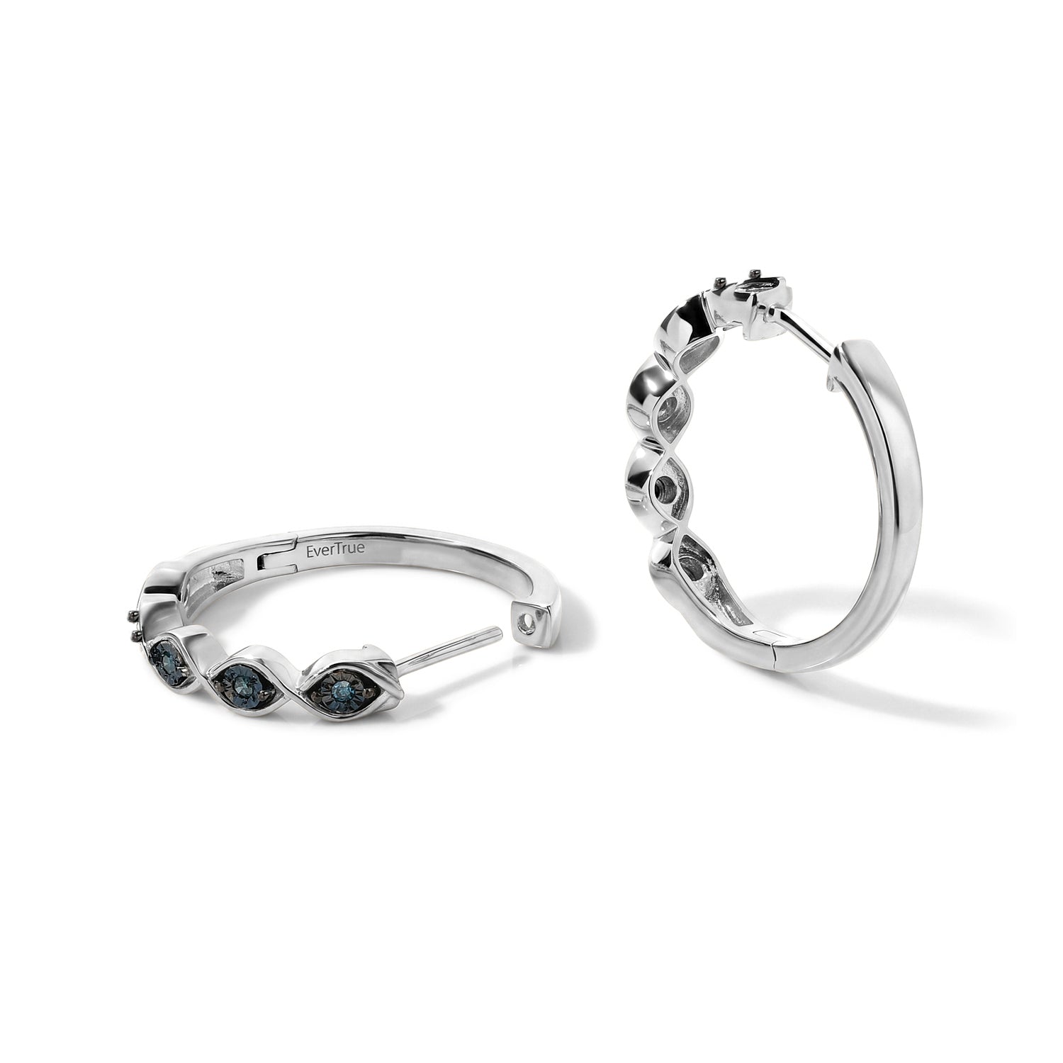 EverTrue blaue Diamant Ohrringe, Messing mit Platin E-Beschichtung - 0,15 ct.