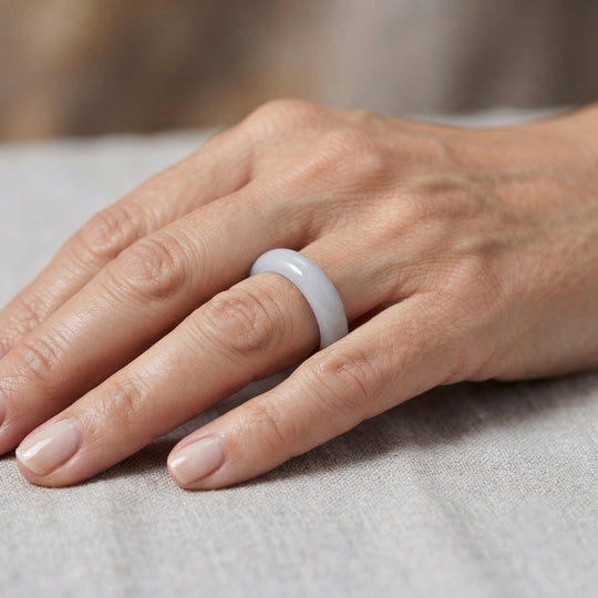 EXTREM SELTEN Natürlicher Weiße Jade Ring (Größe 21.00) ca. 15.00 ct