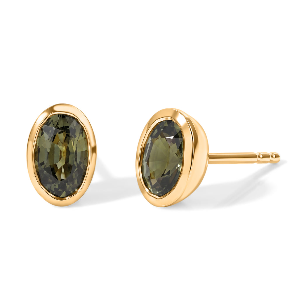 D'Joy Natürlicher Parti-Saphir Ohrringe 925 Silber 750 Gelbgold vermeil ca. 1,13 ct.