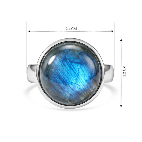 EVER TRUE AAA Labradorit Ring 316L Edelstahl (Größe 19.00) ca. 18,07 ct