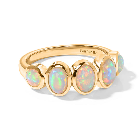 EverTrue AA natürlicher, äthiopischer Welo Opal Half Eternity Ring, Bronze mit Gelbgold E-Beschichtung - 1,36 ct.
