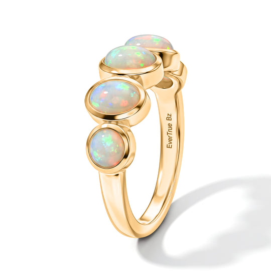 EverTrue AA natürlicher, äthiopischer Welo Opal Half Eternity Ring, Bronze mit Gelbgold E-Beschichtung - 1,36 ct.