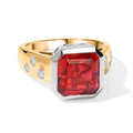 D'Joy Rubin-Feuer-Triplett-Quarz., Weißer Zirkon Ring 925 Silber Platiniert und vergoldet (Größe 17.00) ca. 5,68 ct