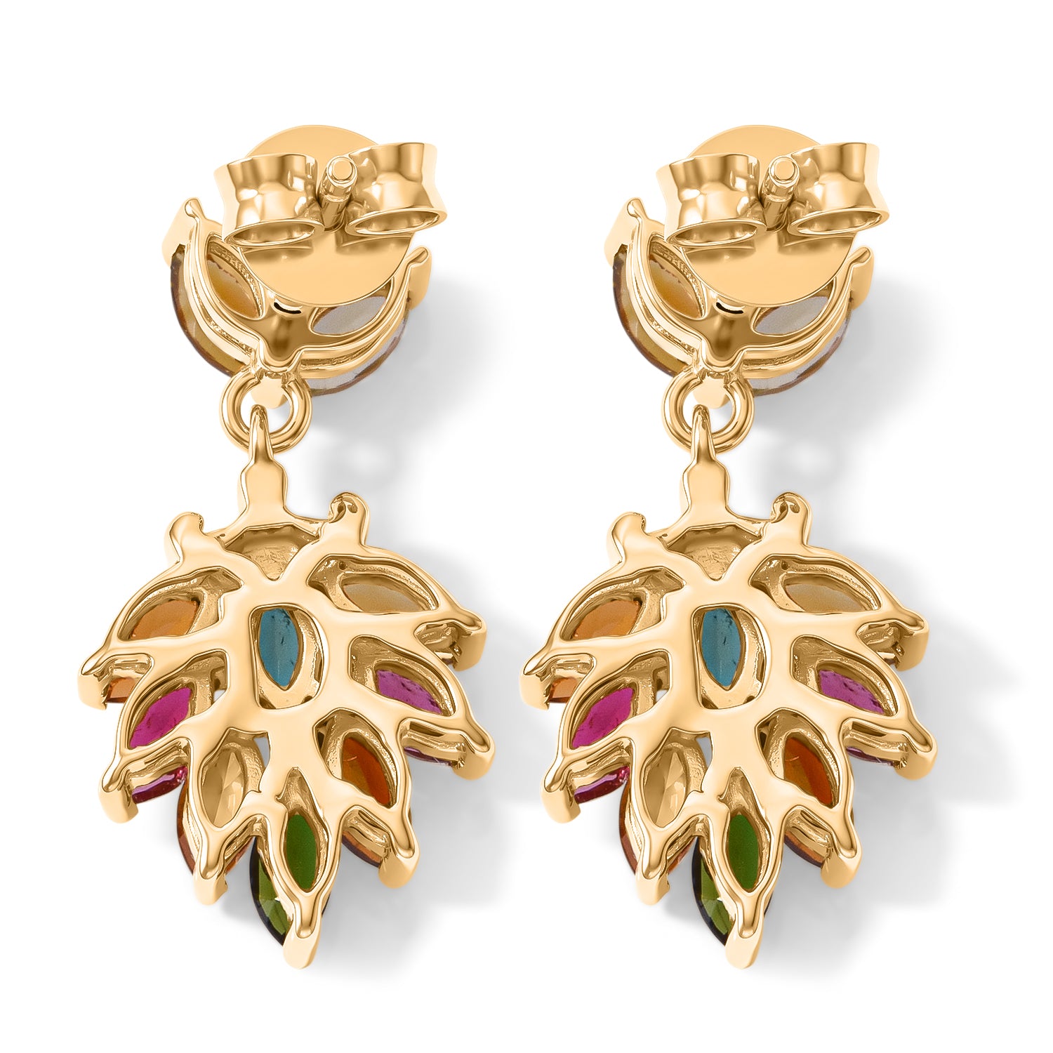 D'Joy Mehrfarbig-Turmalin Ohrringe 925 Silber 750 Gelbgold vermeil ca. 1,67 ct.