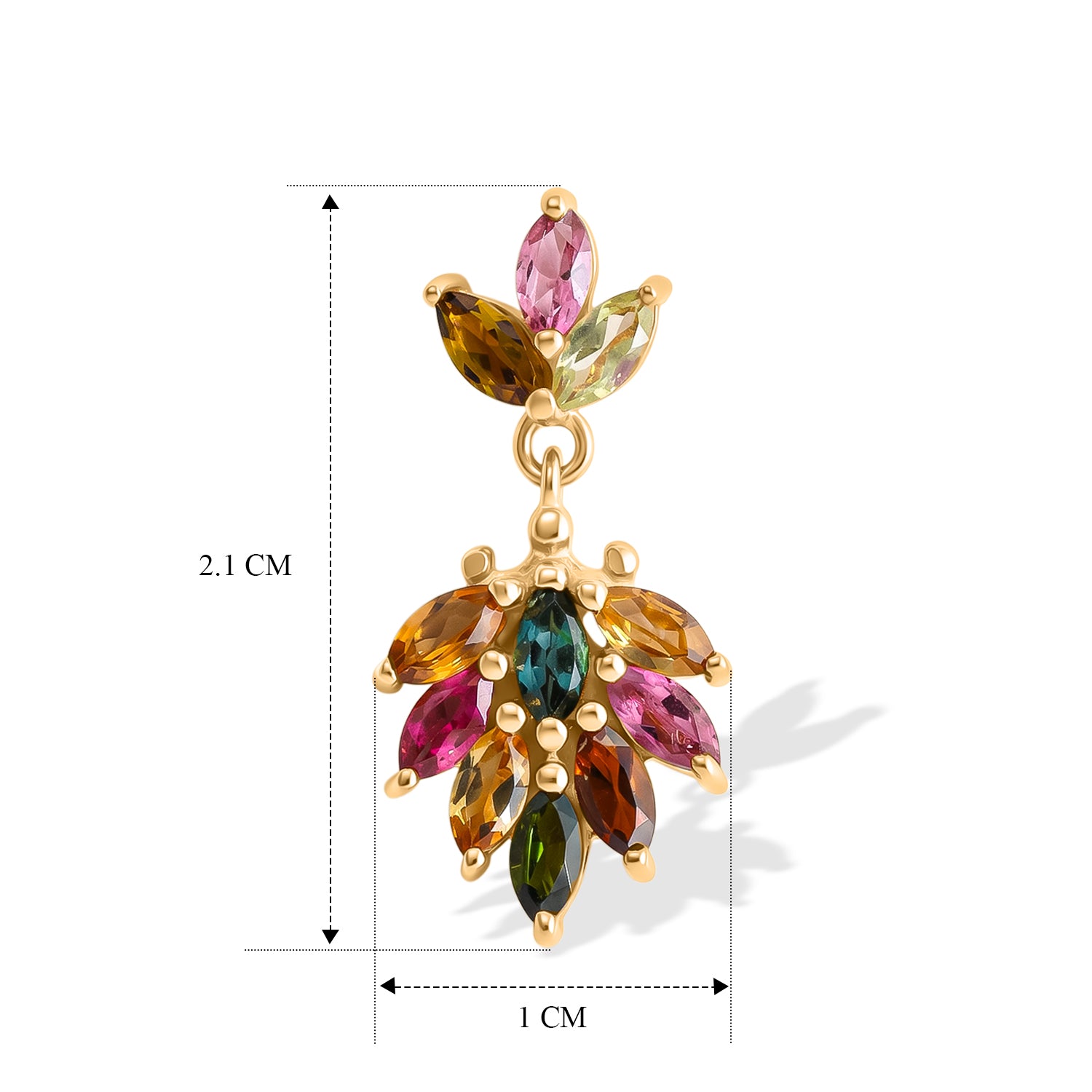 D'Joy Mehrfarbig-Turmalin Ohrringe 925 Silber 750 Gelbgold vermeil ca. 1,67 ct.