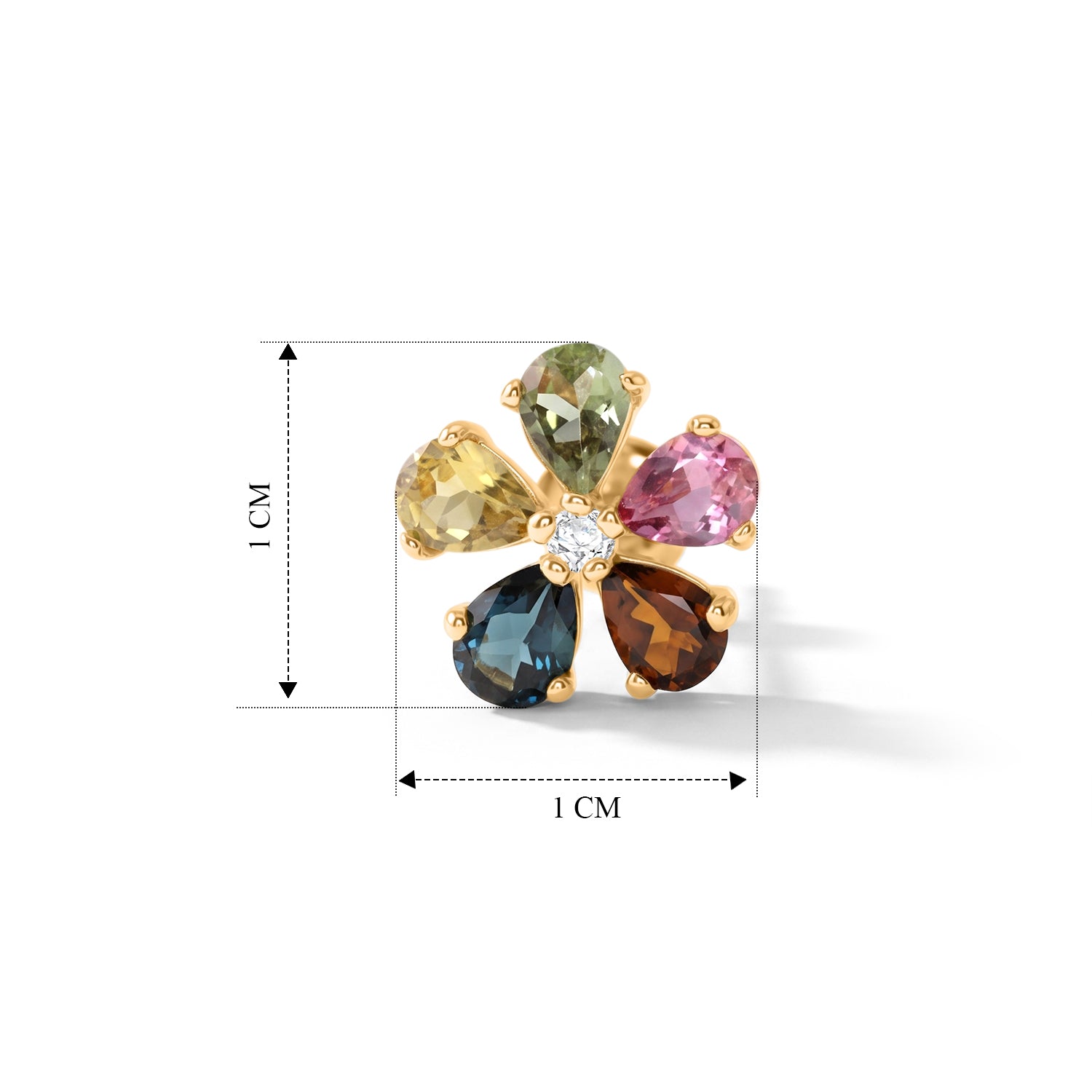 D'Joy AA Mehrfarbig-Turmalin, Weißer Zirkon Ohrringe 925 Silber Vergoldet ca. 1,63 ct.