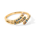 LUXURIANT DIAMOND - Lab Grown Blauer Diamant SI Ring 925 Silber 750 Gelbgold vermeil (Größe 17.00) ca. 0,49 ct
