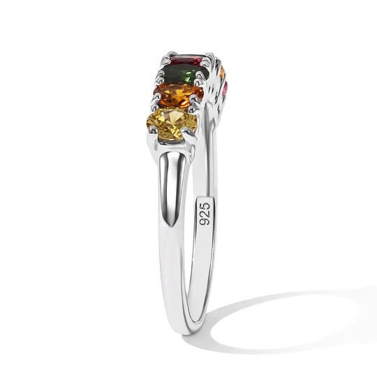D'Joy AA Mehrfarbig-Turmalin Ring 925 Silber Rhodiniert (Größe 18.00) ca. 1,19 ct