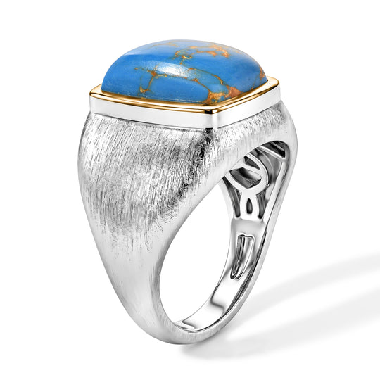 EverTrue blauer Türkis Ring, Bronze mit Platin E-Beschichtung - 7 ct.
