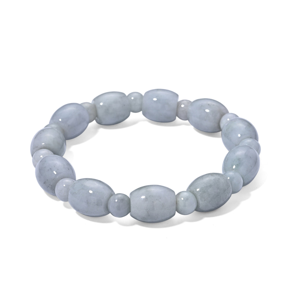 EXTREM SELTEN Weiße Jade Armband, flexibel, (18 - 19 cm) ca. 210.00 ct