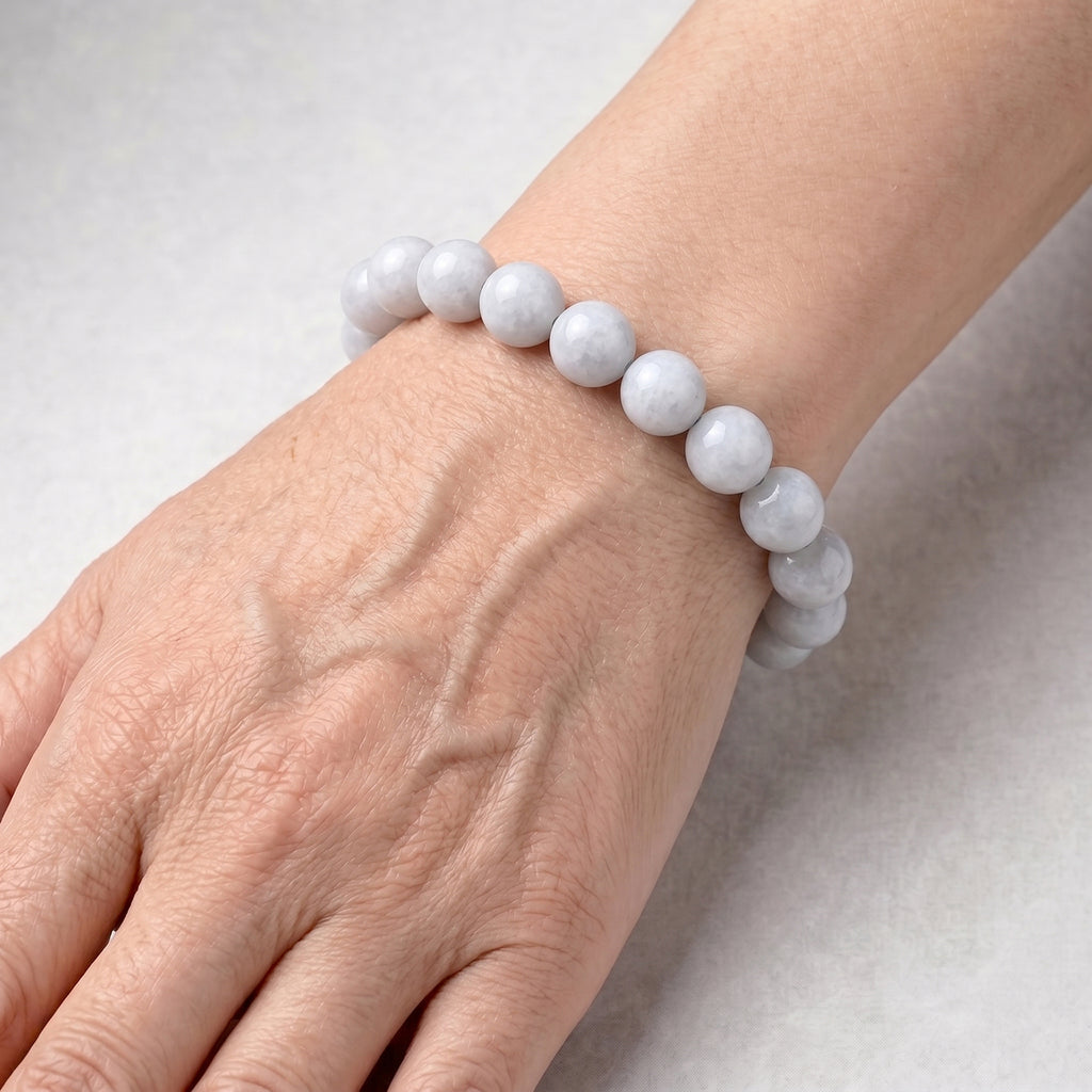 EXTREM SELTEN Weiße Jade Armband, flexibel, (18 - 19 cm) ca. 260.00 ct