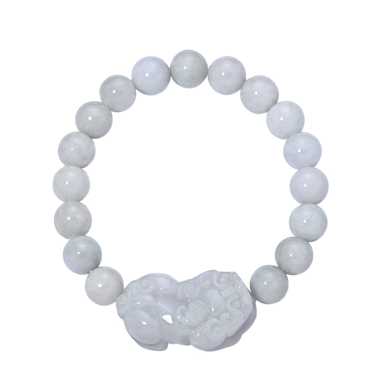 EXTREM SELTEN Weiße Jade Pixiu Armband, flexibel, (18 - 19 cm)ca. 250.00 ct