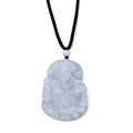 EXTREM SELTEN Natürliche Weiße Jade Guan Yin Anhänger mit schwarzer Textilkordel, flexibel, (ca. 70 cm) ca. 155,00 ct