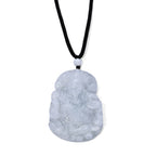 EXTREM SELTEN Natürliche Weiße Jade Guan Yin Anhänger mit schwarzer Textilkordel, flexibel, (ca. 70 cm) ca. 155,00 ct