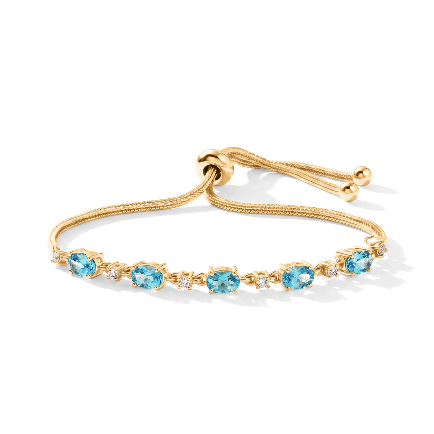 EverTrue AA blaues Apatit und Zirkon 19cm Armband, Bronze mit Gelbgold E-Beschichtung - 2,55 ct.
