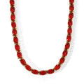 D'Joy Rubin-Feuer-Triplett-Quarz Halskette ca. 45 cm 925 Silber 750 Gelbgold vermeil ca. 20,12 ct.