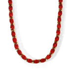 D'Joy Rubin-Feuer-Triplett-Quarz Halskette ca. 45 cm 925 Silber 750 Gelbgold vermeil ca. 20,12 ct.
