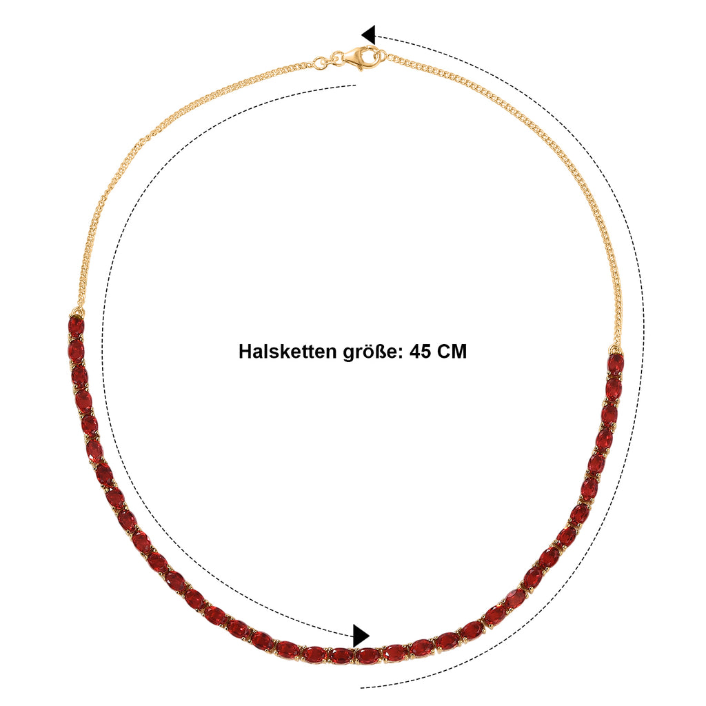 D'Joy Rubin-Feuer-Triplett-Quarz Halskette ca. 45 cm 925 Silber 750 Gelbgold vermeil ca. 20,12 ct.