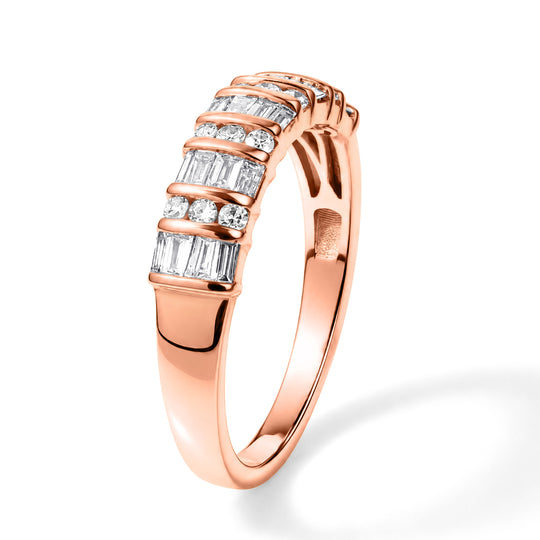 LUXURIANT SGL zertifizierter SI-GH Labor Diamant Half Eternity Ring, 925 Silber Gelbgold Vermeil - 0,50 ct.