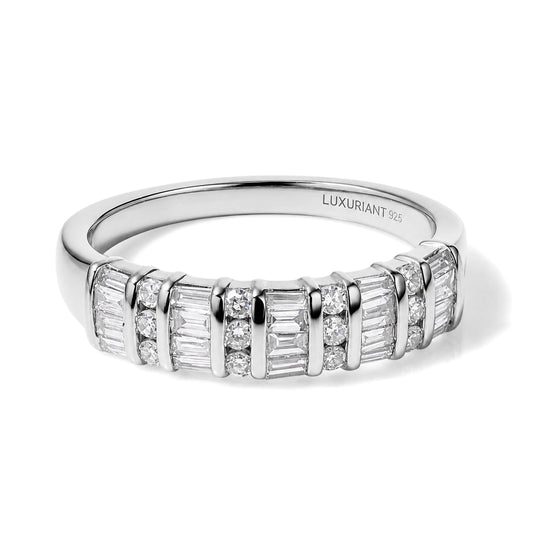 LUXURIANT SGL zertifizierter SI-GH Labor Diamant Half Eternity Ring, 925 Silber Gelbgold Vermeil - 0,50 ct.