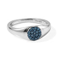 D'Joy Blauer Diamant Ring 925 Silber Rhodiniert (Größe 18.00) ca. 0,21 ct