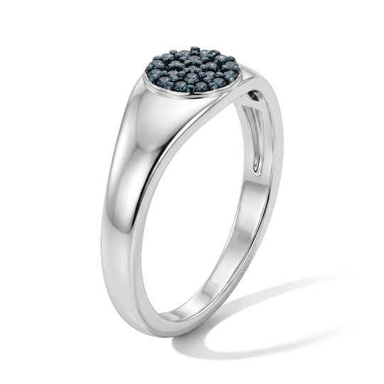D'Joy Blauer Diamant (IR) Ring 925 Silber Rhodiniert (Größe 17.00) ca. 0.21 ct
