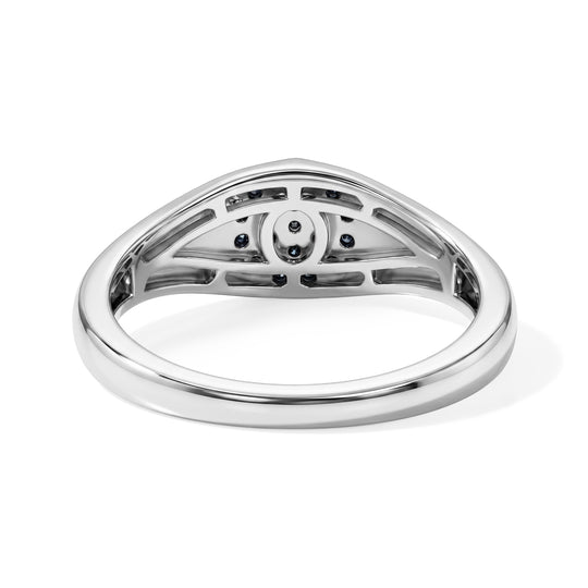 D'Joy Blauer Diamant (IR) Ring 925 Silber Rhodiniert (Größe 17.00) ca. 0.21 ct