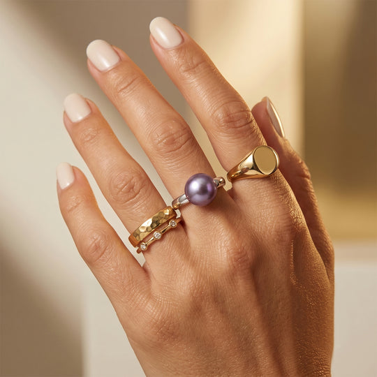 D'Joy lila Edison Perle (10-11 mm) Ring, 925 Silber rhodiniert