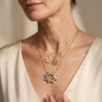 GP - Himmelblauer Topas Halskette ca. 50 cm 925 Silber 750 Gelbgold vermeil ca. 11.13 ct