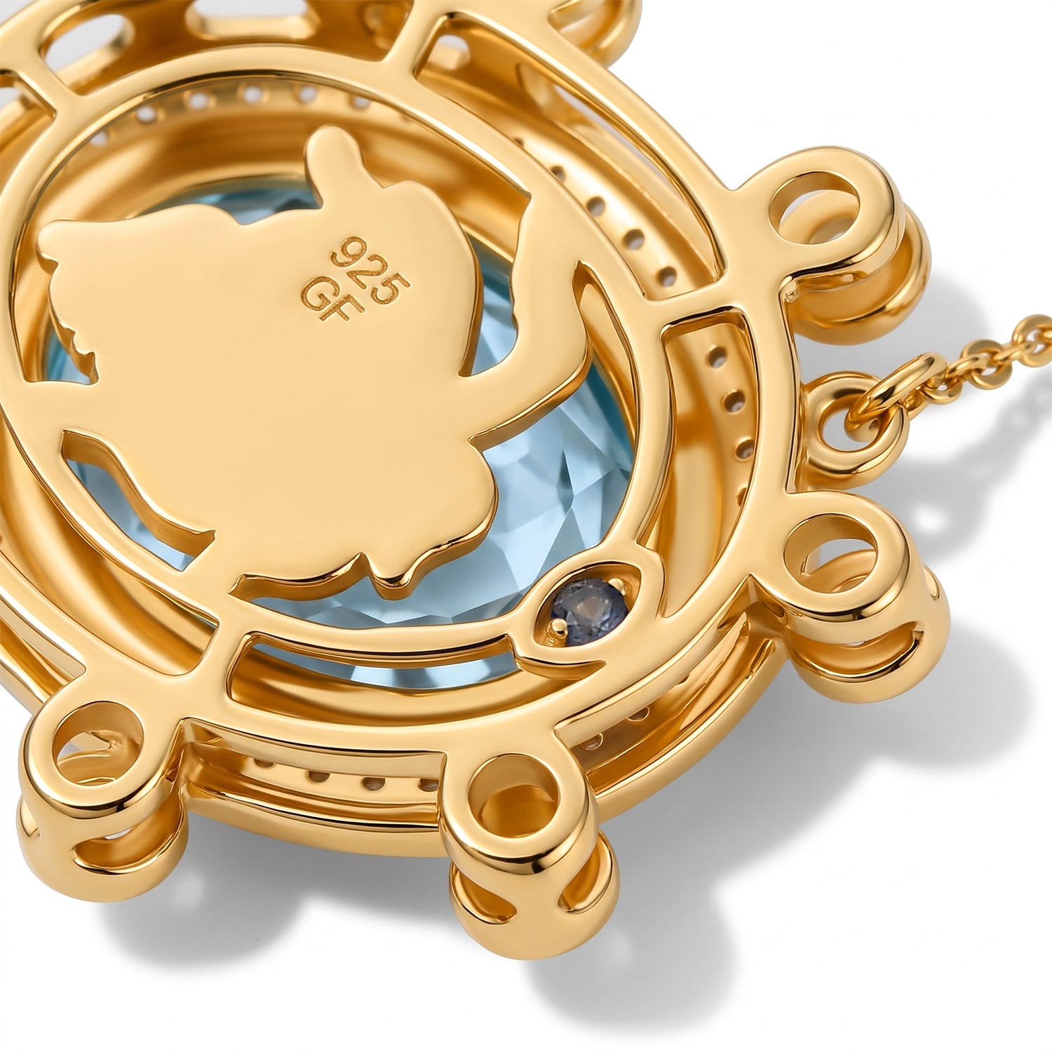 GP - Himmelblauer Topas Halskette ca. 50 cm 925 Silber 750 Gelbgold vermeil ca. 11.13 ct