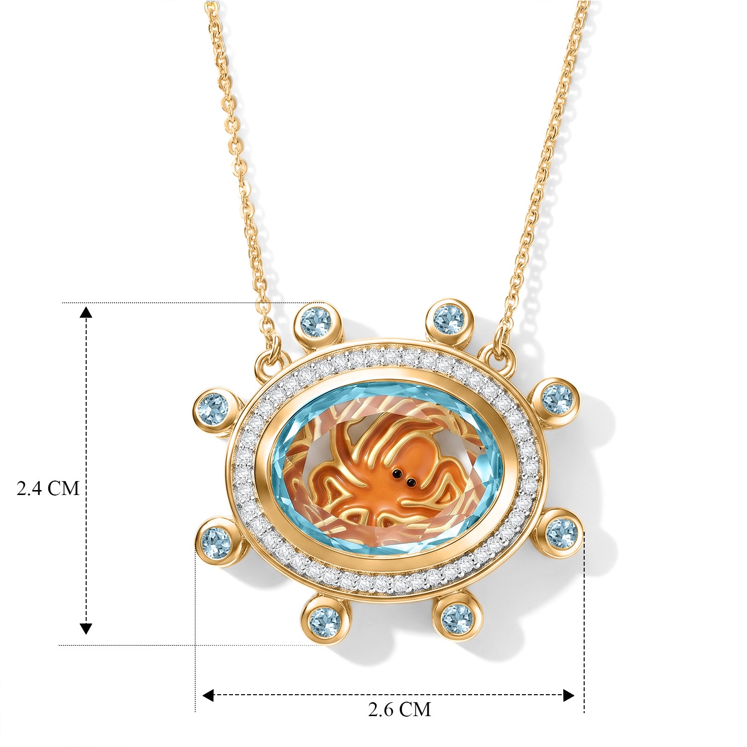 GP - Himmelblauer Topas Halskette ca. 50 cm 925 Silber 750 Gelbgold vermeil ca. 11.13 ct