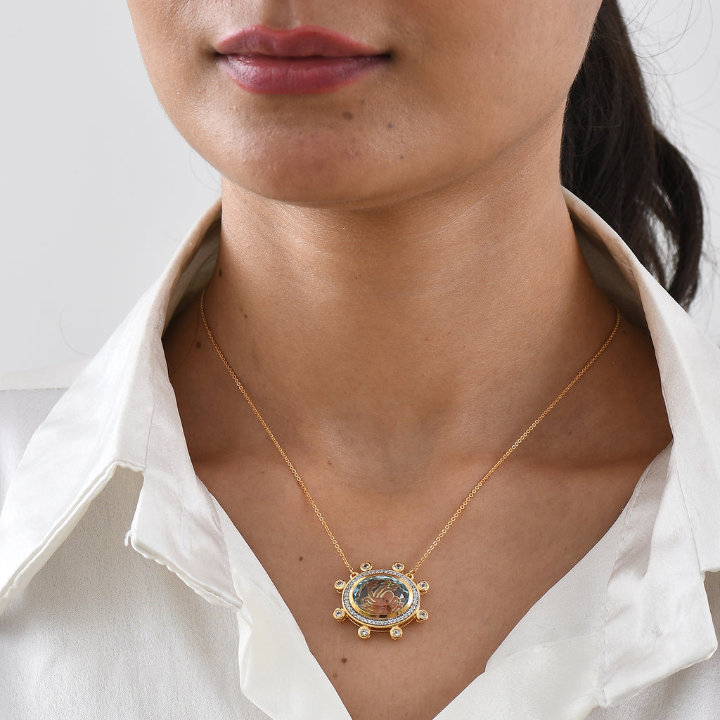 GP - Himmelblauer Topas Delphin-Motiv Halskette ca. 50 cm 925 Silber 750 Gelbgold vermeil ca. 11.13 ct